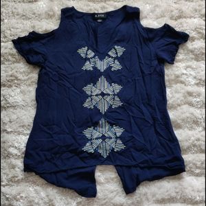 EUC Embroidered cold shoulder top